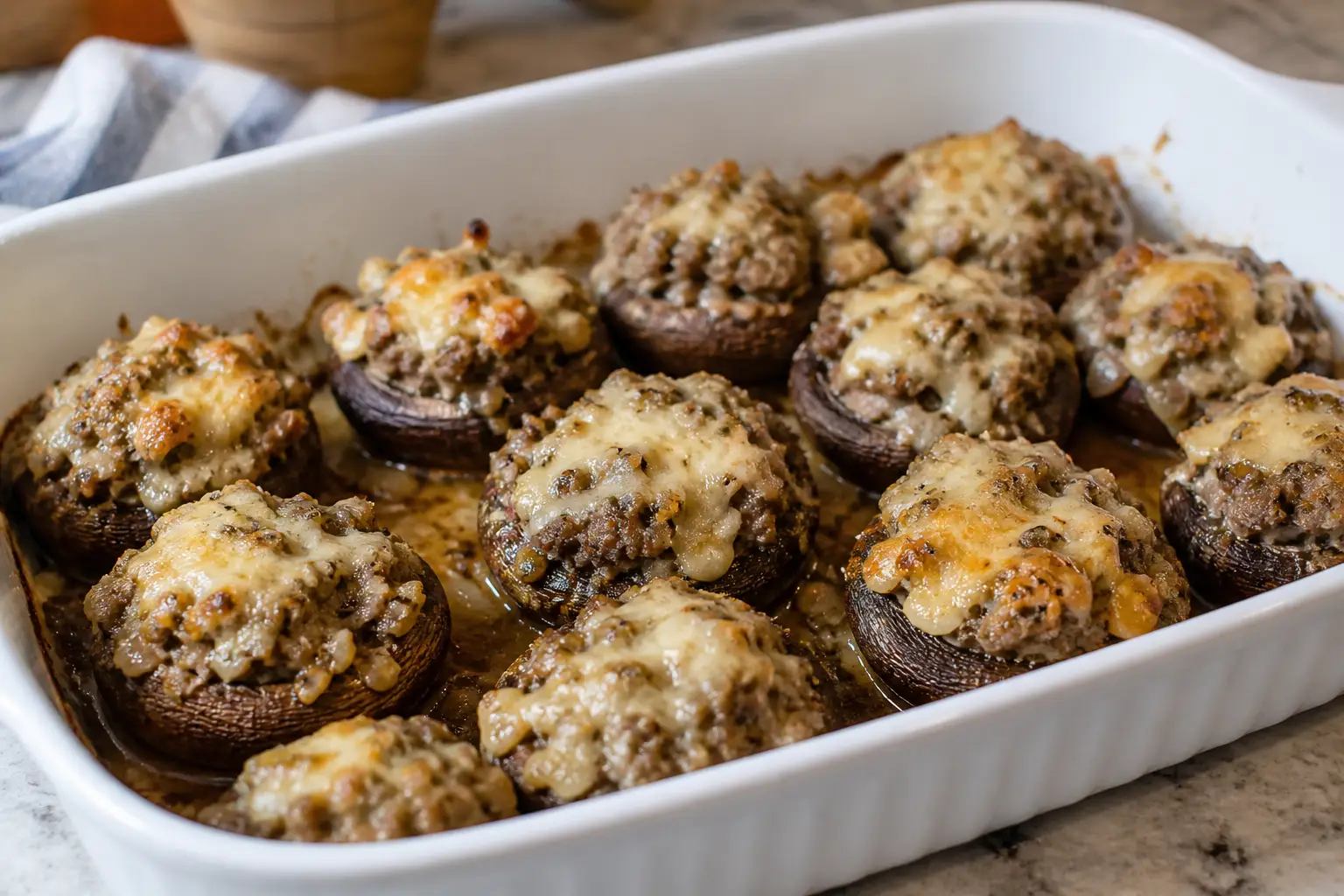 Ground Elk Stuffed Mushrooms - Elk Ridge Farm in Ramara, Ontario
